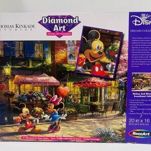 Disney Dreams Diamond Art Mickey and Minnie Sweetheart Cafe 20” x 16” NEW